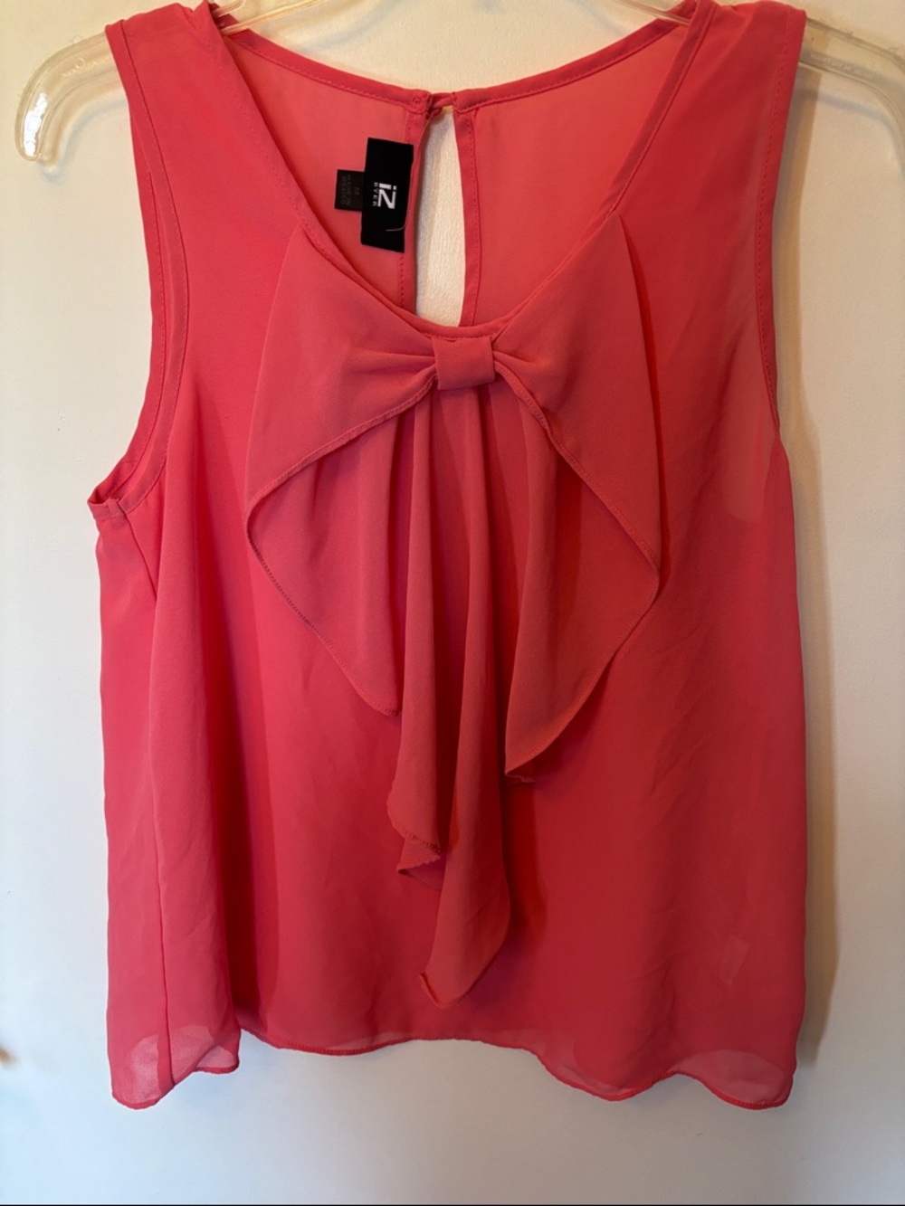 Byer California Coral Pink Bow-Front Chiffon Camisole